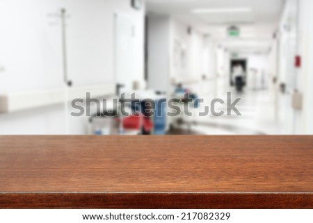 dark desk of brown in hospital