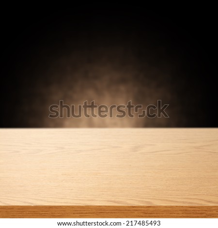 wooden yellow desk and brown wall