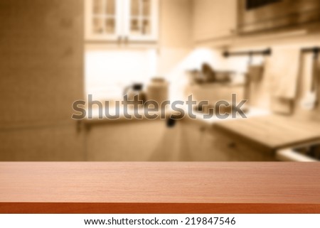 red desk in kitchen