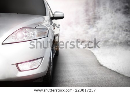 render of car without a trade brand road of snow