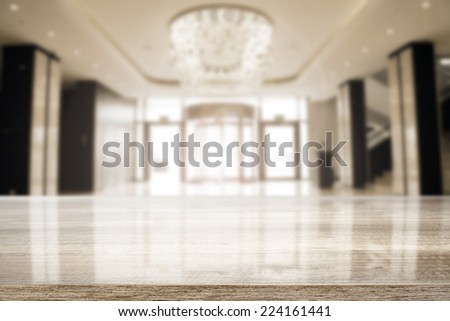 luxury interior of hotel and desk of free space