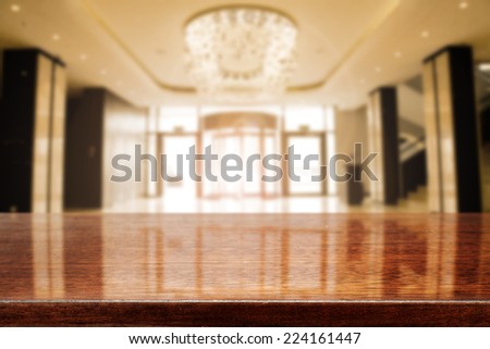 luxury interior and brown desk with reflection