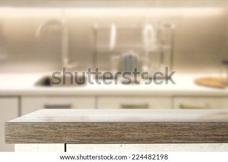 wooden top and kitchen space