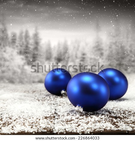 landscape of trees and blue balls