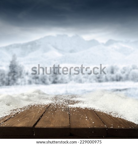 table of wood in brown and landscape space