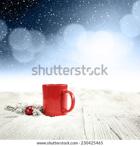 red decoration of mug and snow