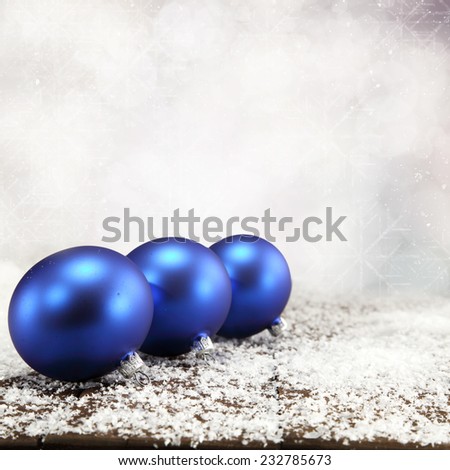 xmas blue balls and snow space