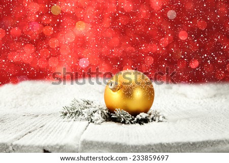 gold decoration of xmas time and snow