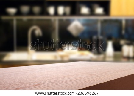 desk place and kitchen interior