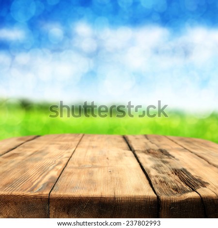 worn old big table top and spring time