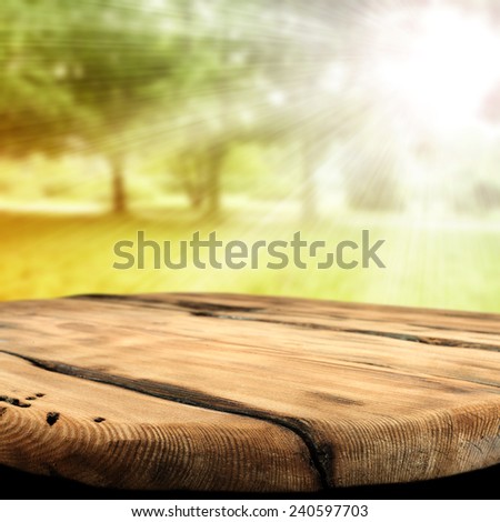 worn old table and spring space