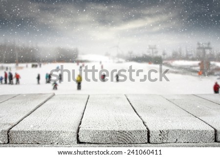 background of winter space of ski lift and board