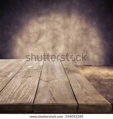 dark brown interior of wall and floor with desk top