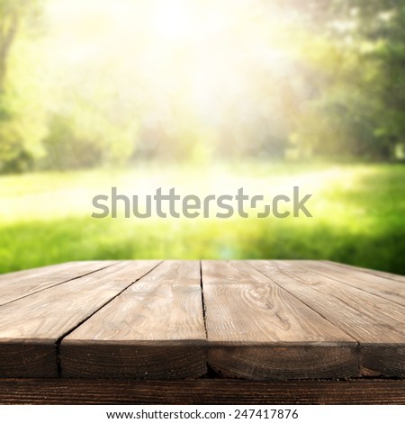 green space and brown table