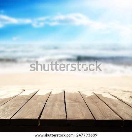 sea of summer and sand on table