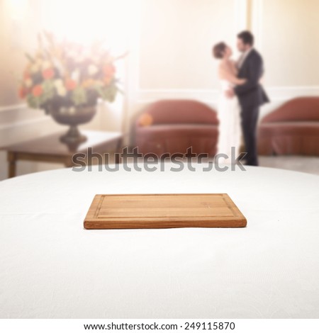 wedding background and tablecloth and desk of wood