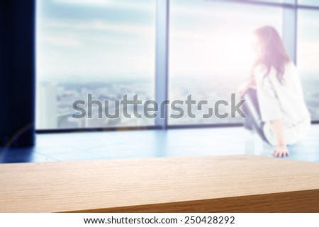 sun light in window woman and desk space