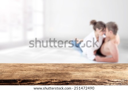 brown old desk space and lovers on the floor