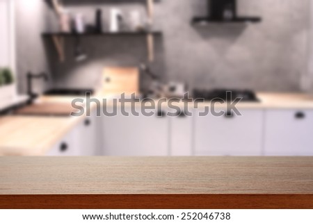 red desk in kitchen