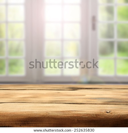 blurry background of white window and kitchen desk