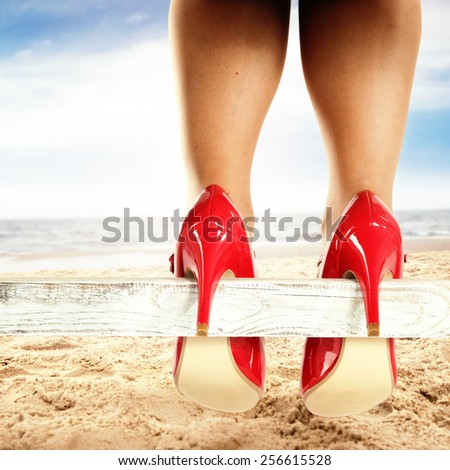 red heels and woman legs