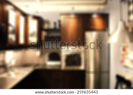 blurred background of retro kitchen