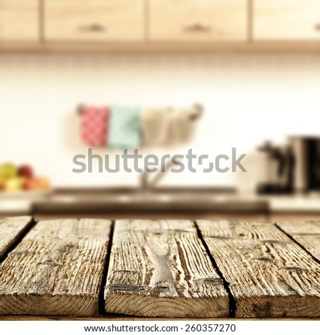 worn table in kitchen