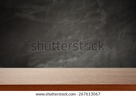 blackboard and red desk top of free space