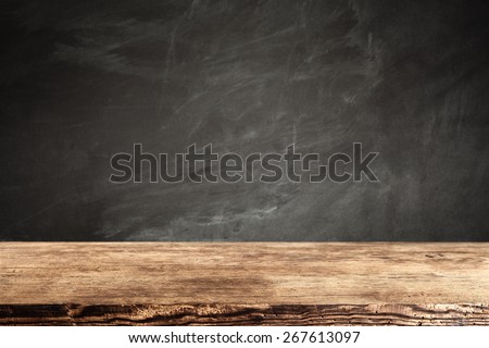 empty old desk of wood and blackboard place