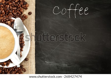 coffee beans and coffee blackboard