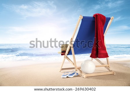 chair and red towel