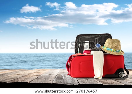 background of open suitcase