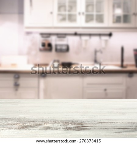 white shabby desk in kitchen