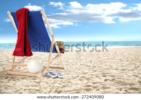 sea coast and ball and chair
