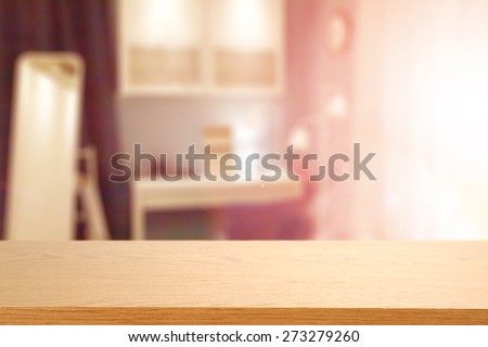 sun light in window and interior with  yellow desk place