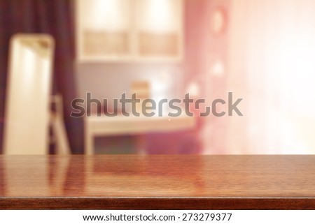 sun light in window and interior with  glasses brown desk