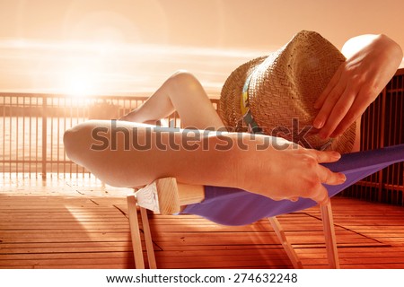 relax on pier and woman on chair