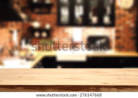 yellow desk space and retro kitchen interior