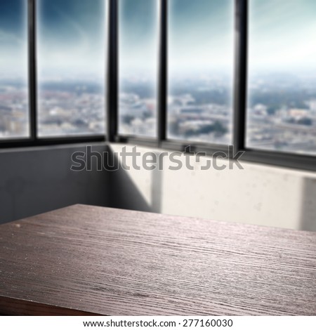 dark desk and window