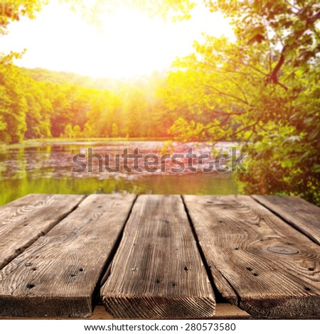 brown old worn table place and summer sun