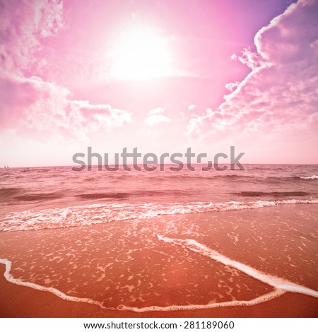 pink landscape of sea