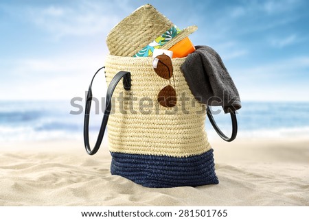 summer bag and sand