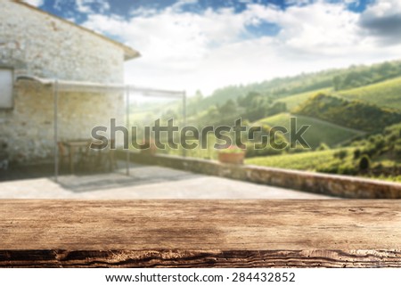 Backyard terrace with beautiful views of the Tuscan countryside and brown old top for you