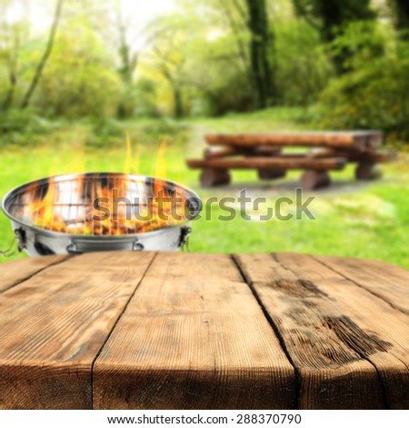 empty background for your food of fire and big table