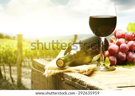 wooden box of wine and sun