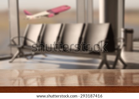 dark brown desk space and airport