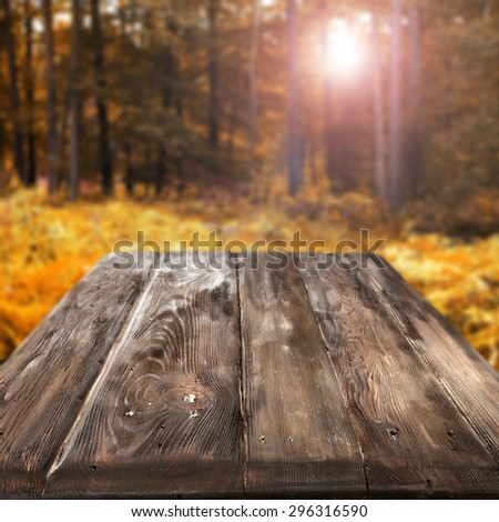worn table place and autumn of sunset