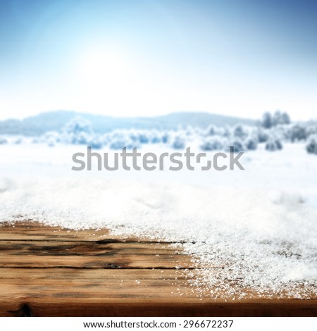 wooden desk space snow of xmas time and space for you