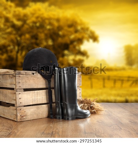 wooden box and shoes on wooden terrace
