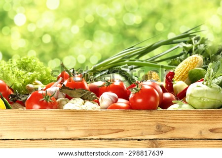 photo of vegetables and wooden decoration of desk for your text here